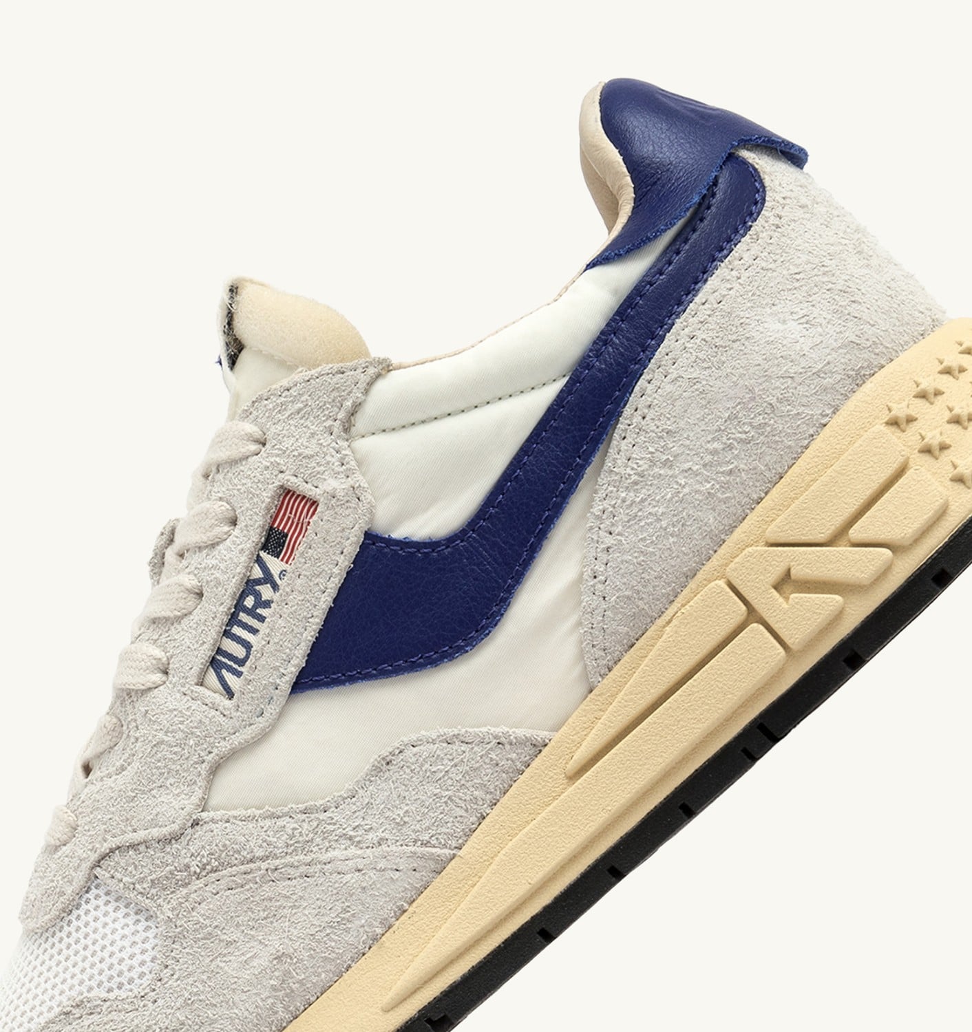 REELWIND LOW SNEAKERS IN WHITE AND LIMOGES NYLON AND SUEDE
