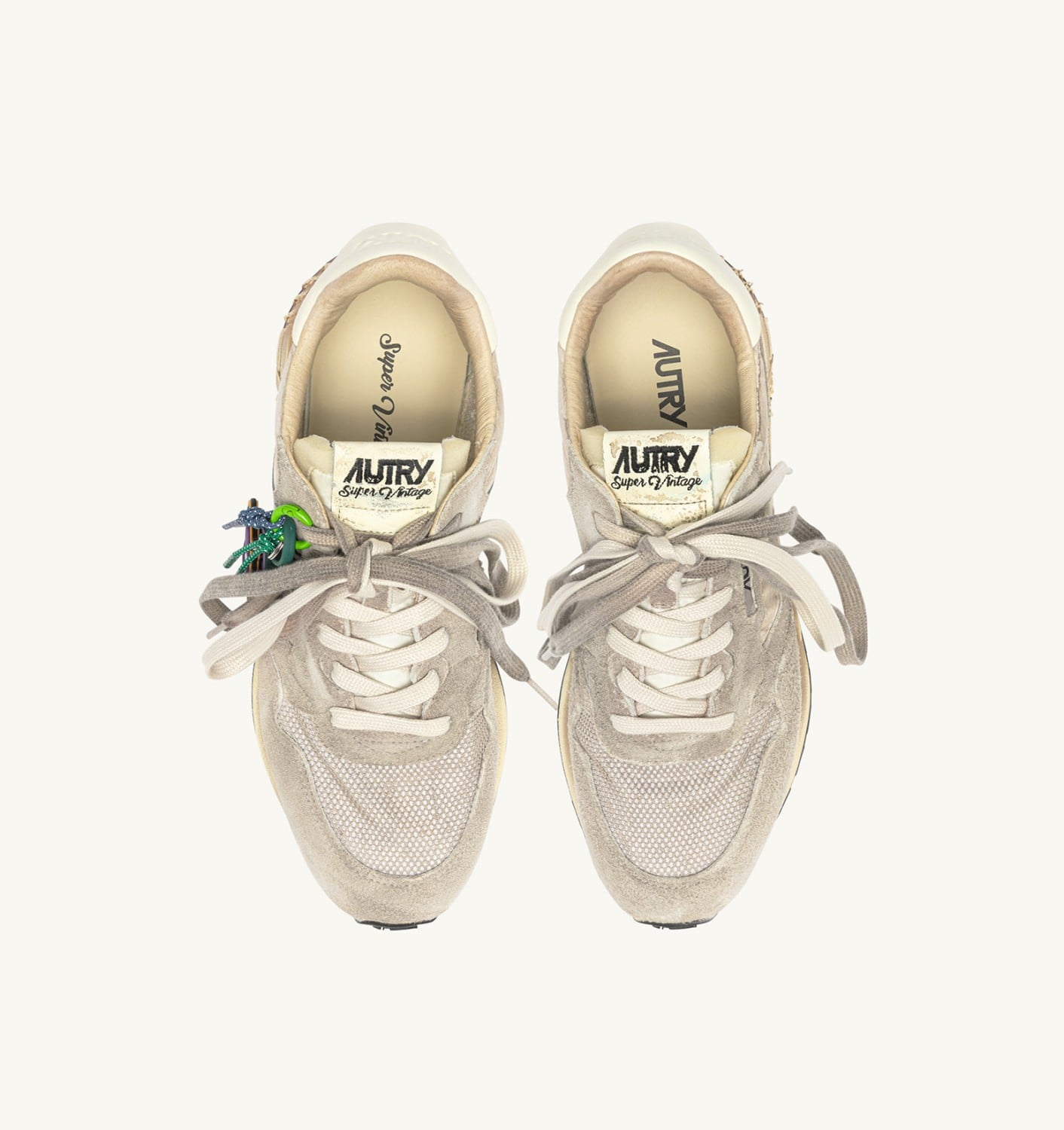 REELWIND SUPER VINTAGE SNEAKERS IN WOODSMOKE AND WHITE SUEDE AND NYLON