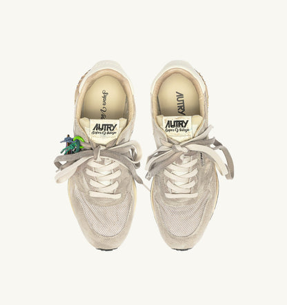 REELWIND SUPER VINTAGE SNEAKERS IN WOODSMOKE AND WHITE SUEDE AND NYLON