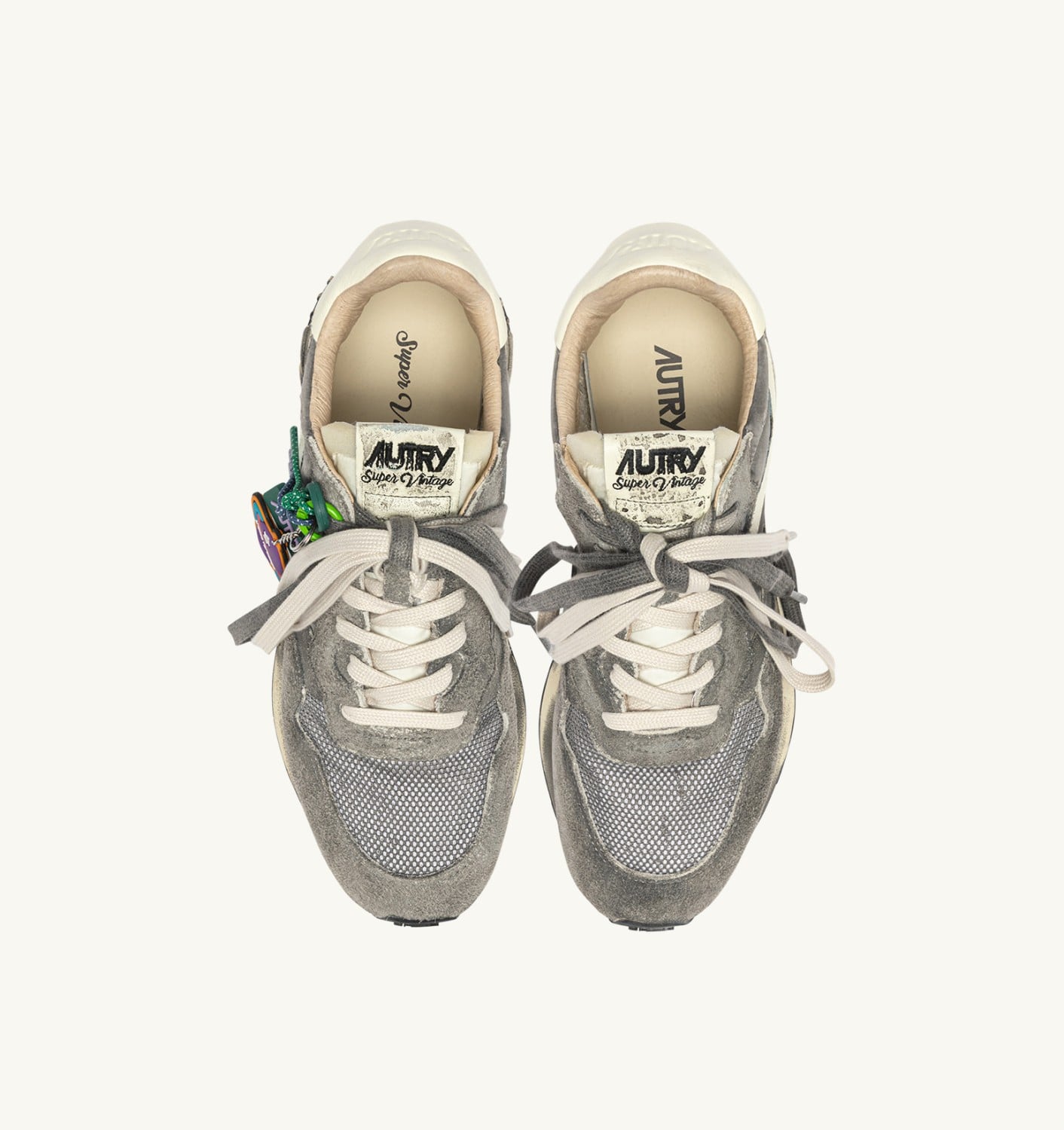 REELWIND SUPER VINTAGE SNEAKERS IN WHITE AND BLACK SUEDE AND NYLON