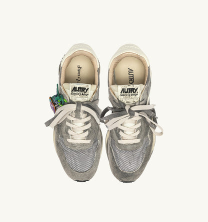 REELWIND SUPER VINTAGE SNEAKERS IN WHITE AND BLACK SUEDE AND NYLON