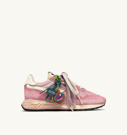 REELWIND SUPER VINTAGE SNEAKERS IN WHITE AND PINK SUEDE AND NYLON