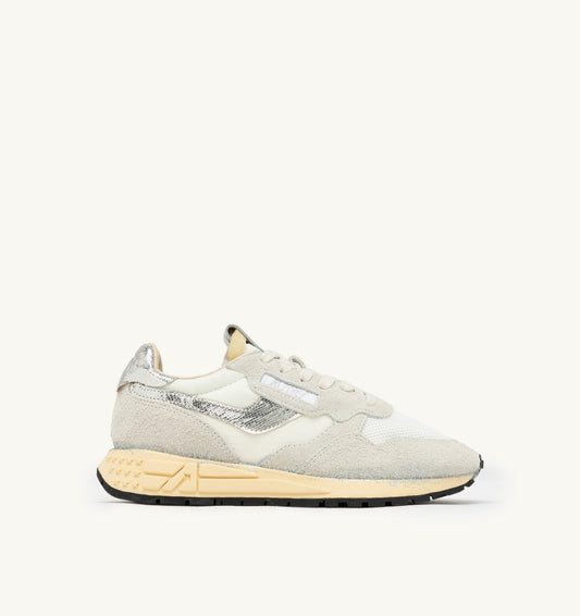 REELWIND SUPER VINTAGE SNEAKERS IN WHITE AND SILVER SUEDE AND NYLON