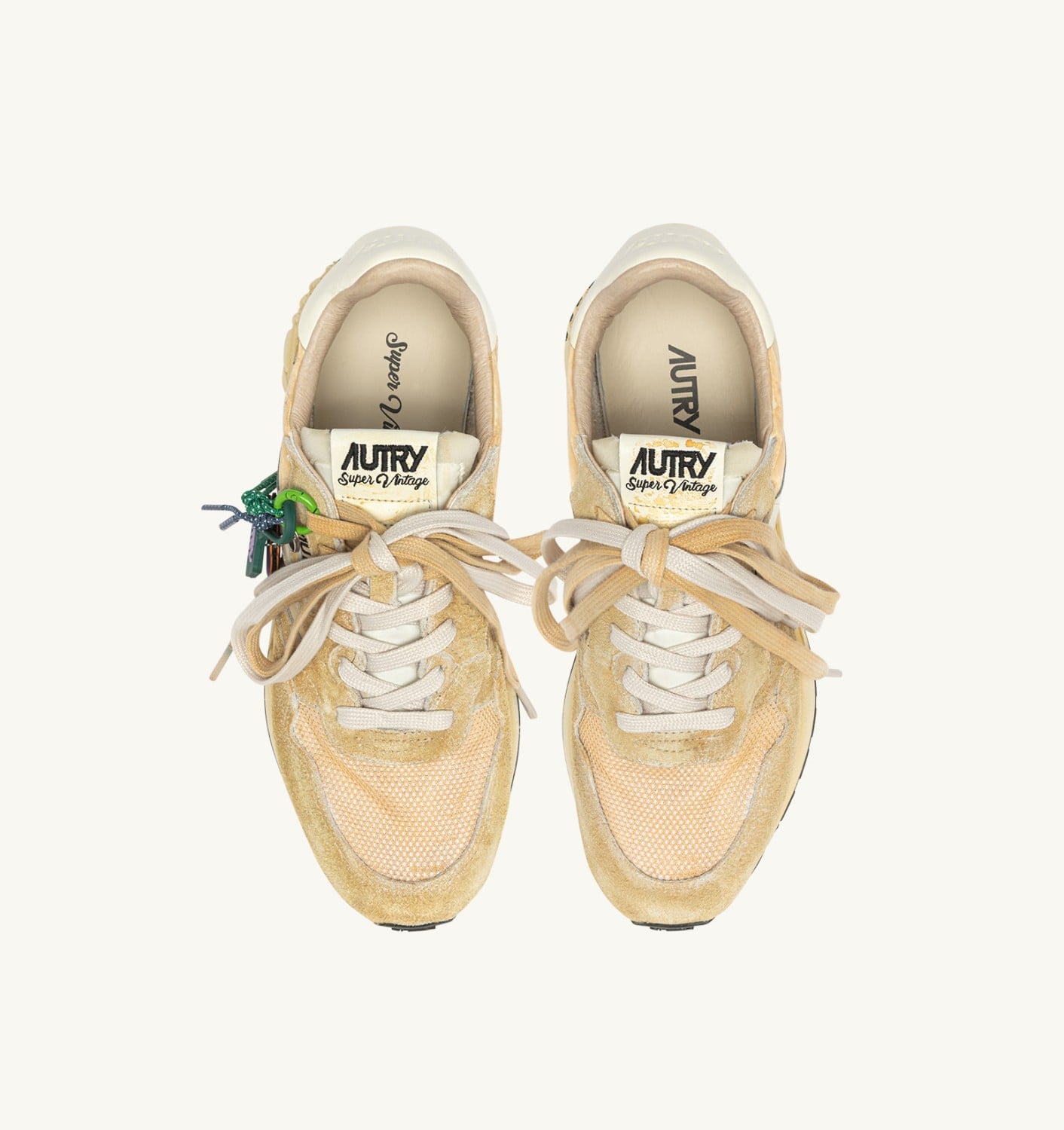 REELWIND SUPER VINTAGE SNEAKERS IN YOLK YELLOW AND WHITE SUEDE AND NYLON