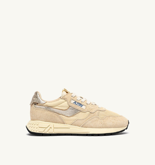 REELWIND LOW SNEAKERS IN ECRU AND PLATINUM NYLON AND SUEDE