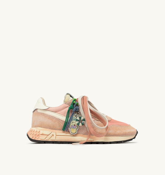 REELWIND SUPER VINTAGE SNEAKERS IN WHITE AND PINK SUEDE AND NYLON
