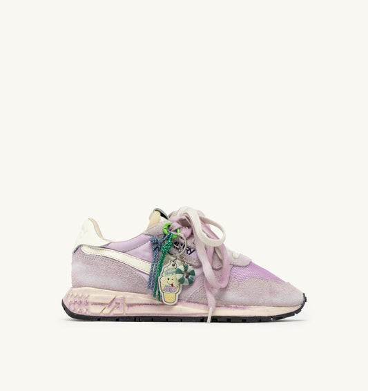 REELWIND SUPER VINTAGE SNEAKERS IN WHITE AND LILAC SUEDE AND NYLON