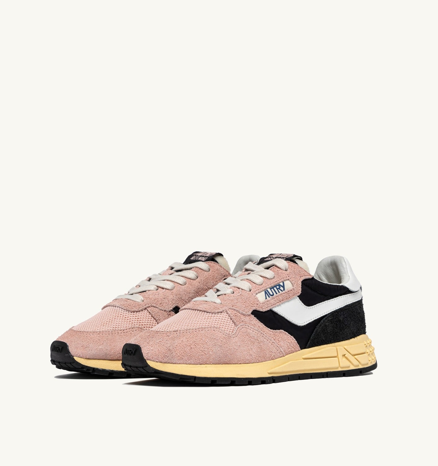 REELWIND LOW SNEAKERS IN BLACK AND ROSA NYLON AND SUEDE