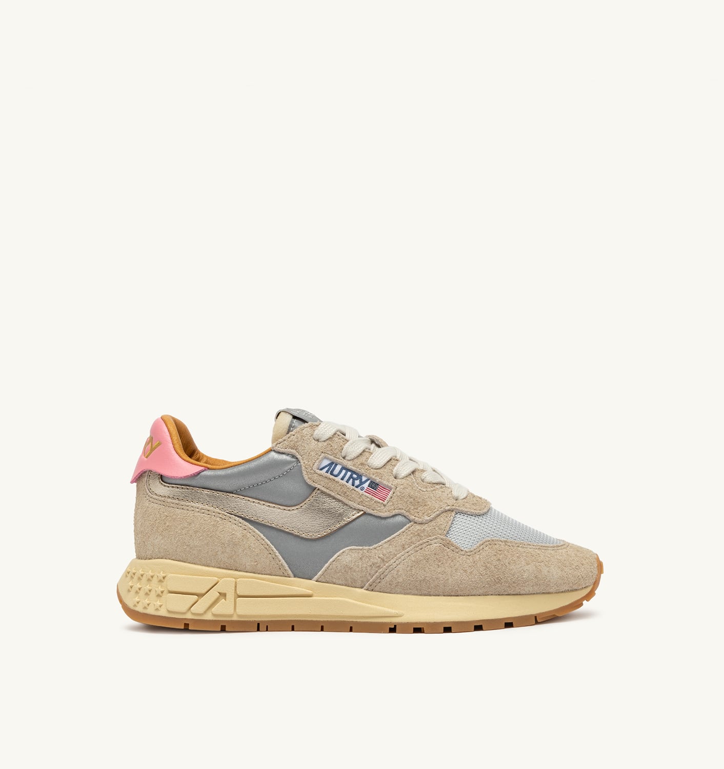 REELWIND LOW SNEAKERS IN REFLECTIVE NYLON AND SUEDE COLOR SILVER PLATINUM