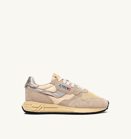 REELWIND LOW SNEAKERS IN NYLON SUEDE AND LEATHER COLOR ECRU AND PLATINUM