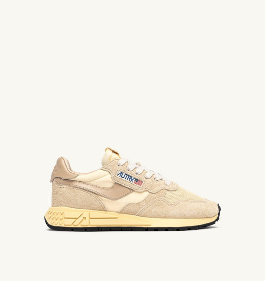 REELWIND LOW SNEAKERS IN ECRU AND WHITE PEPPER NYLON AND SUEDE
