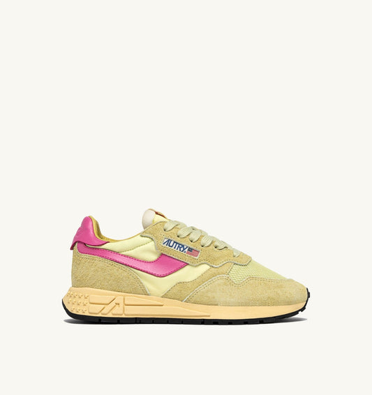 REELWIND LOW SNEAKERS IN STRAW AND CHATEAU ROSE NYLON AND SUEDE