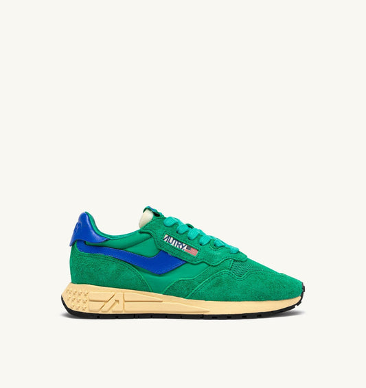 REELWIND LOW SNEAKERS IN EMERALD AND DAZZLING BLUE NYLON AND SUEDE