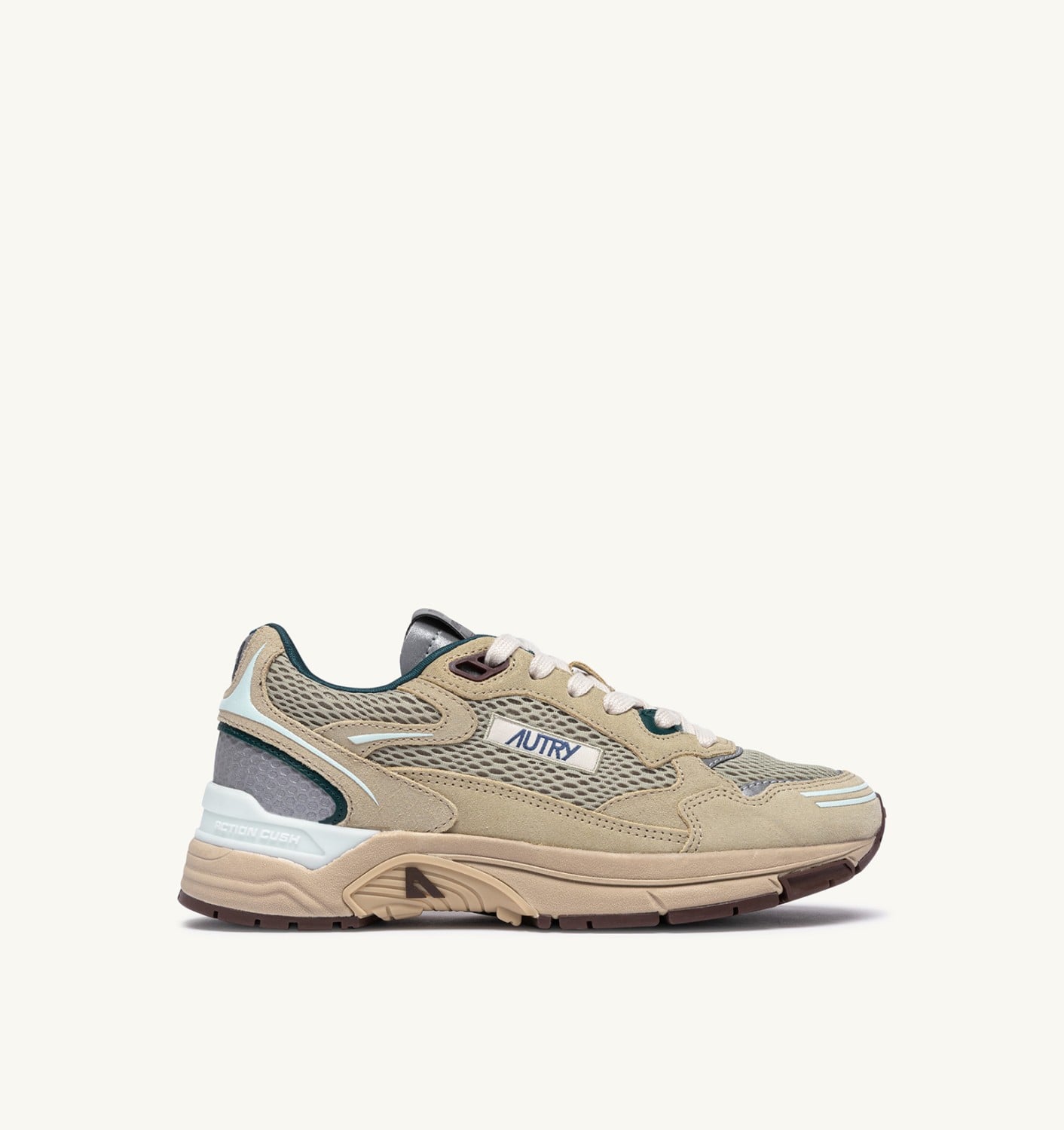 HYPERWAY SNEAKERS IN ECRU AND SPA BLUE SUEDE AND MESH