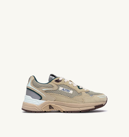 HYPERWAY SNEAKERS IN ECRU AND SPA BLUE SUEDE AND MESH
