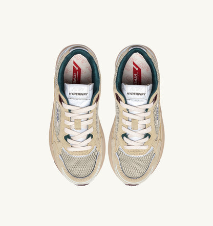 HYPERWAY SNEAKERS IN ECRU AND SPA BLUE SUEDE AND MESH