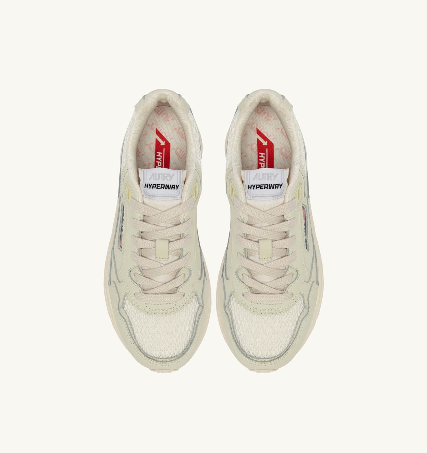 HYPERWAY SNEAKERS IN WHISPER WHITE NAPA LEATHER AND MESH