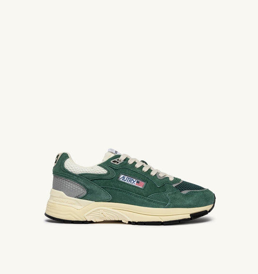 HYPERWAY SNEAKERS IN MALACHITE COLOR AND SILVER-TONE SUEDE AND MESH
