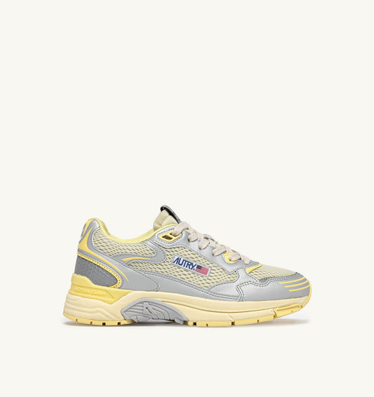 HYPERWAY SNEAKERS IN SILVER ASPARAGUS AND LEMON MERINGUE SYNTHETIC LEATHER AND MESH