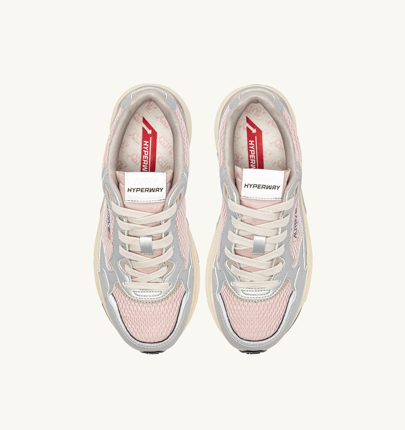 HYPERWAY SNEAKERS IN SILVER, POWDER AND FEATHER GRAY SYNTHETIC LEATHER AND MESH