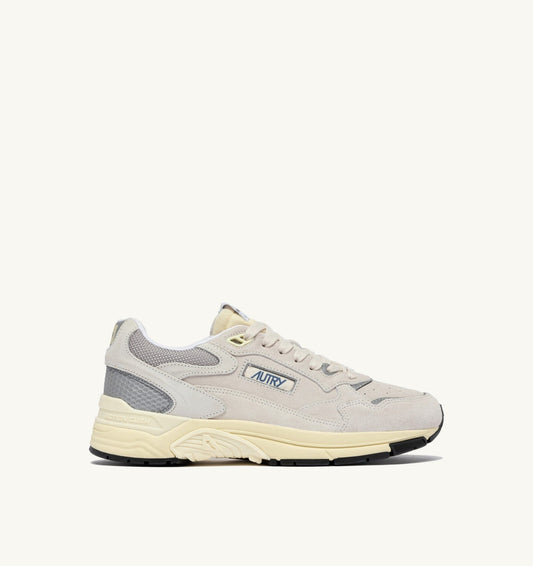 HYPERWAY SNEAKERS IN WHITE AND SILVER MESH AND SUEDE