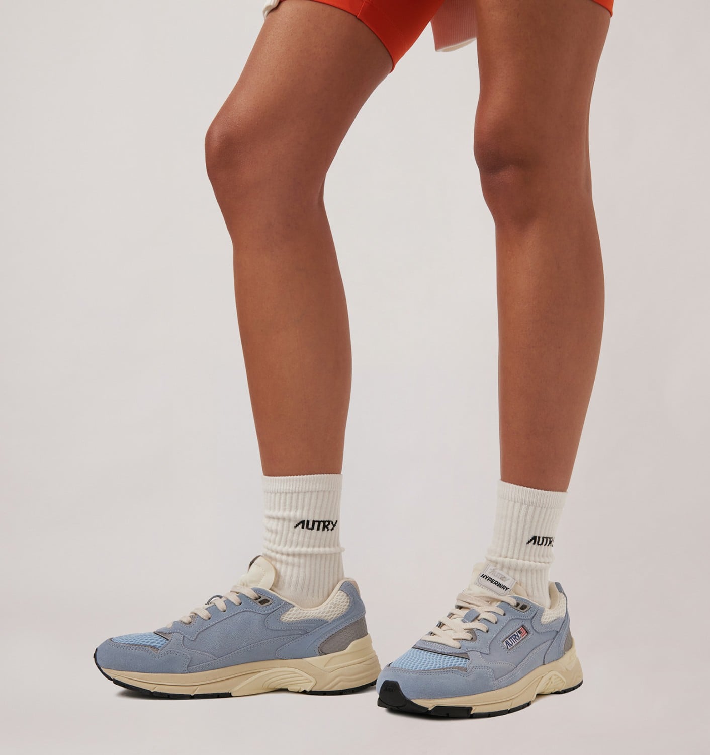 HYPERWAY SNEAKERS IN PORTOFINO AND MARSHMALLOW MESH AND SUEDE