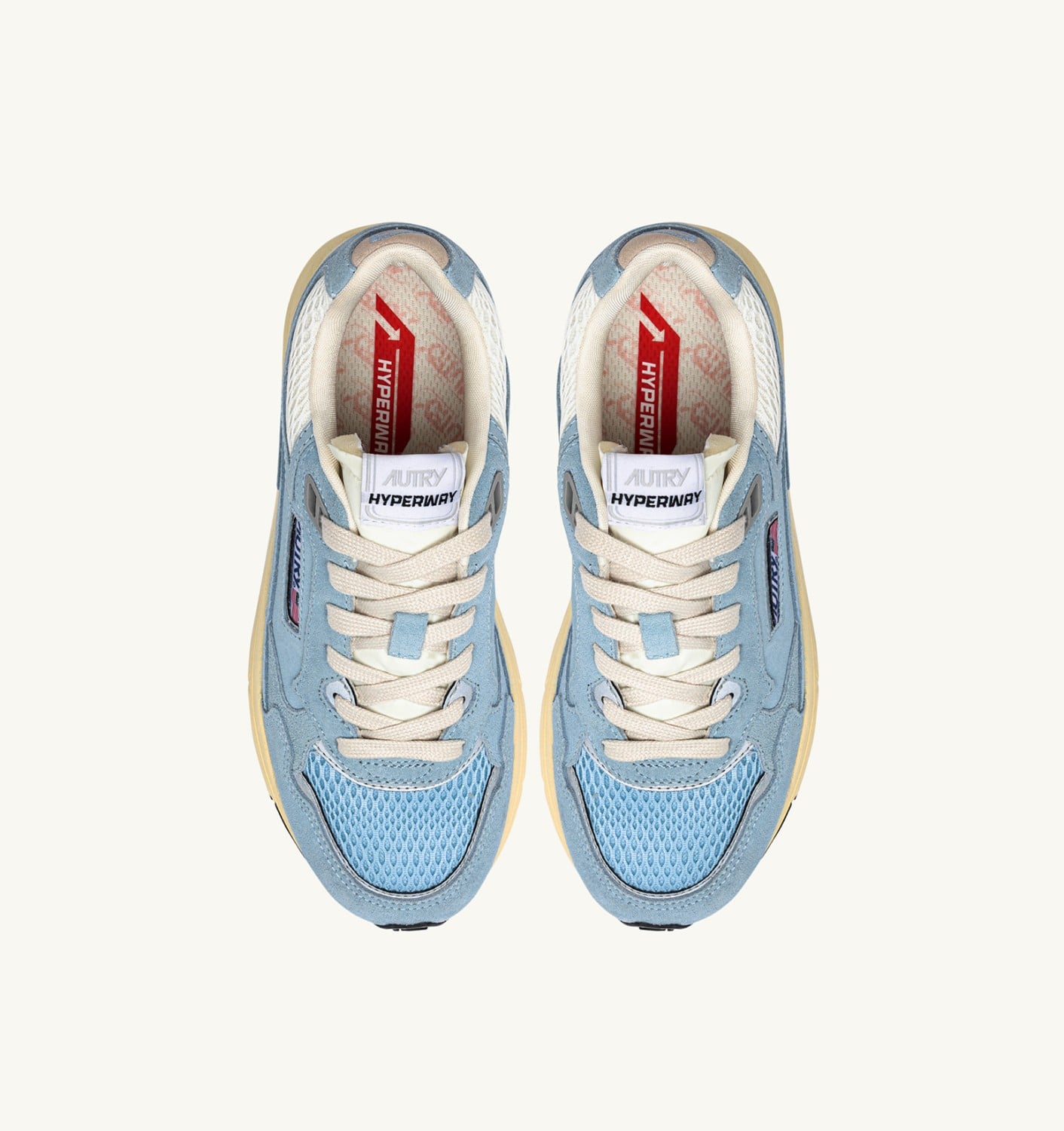 HYPERWAY SNEAKERS IN PORTOFINO AND MARSHMALLOW MESH AND SUEDE