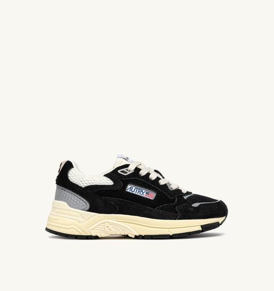 HYPERWAY SNEAKERS IN BLACK AND SILVER-TONE SUEDE AND MESH