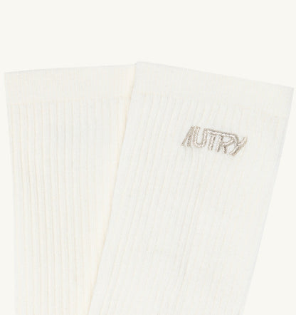 COTTON TERRY SOCKS WITH LUREX LOGO