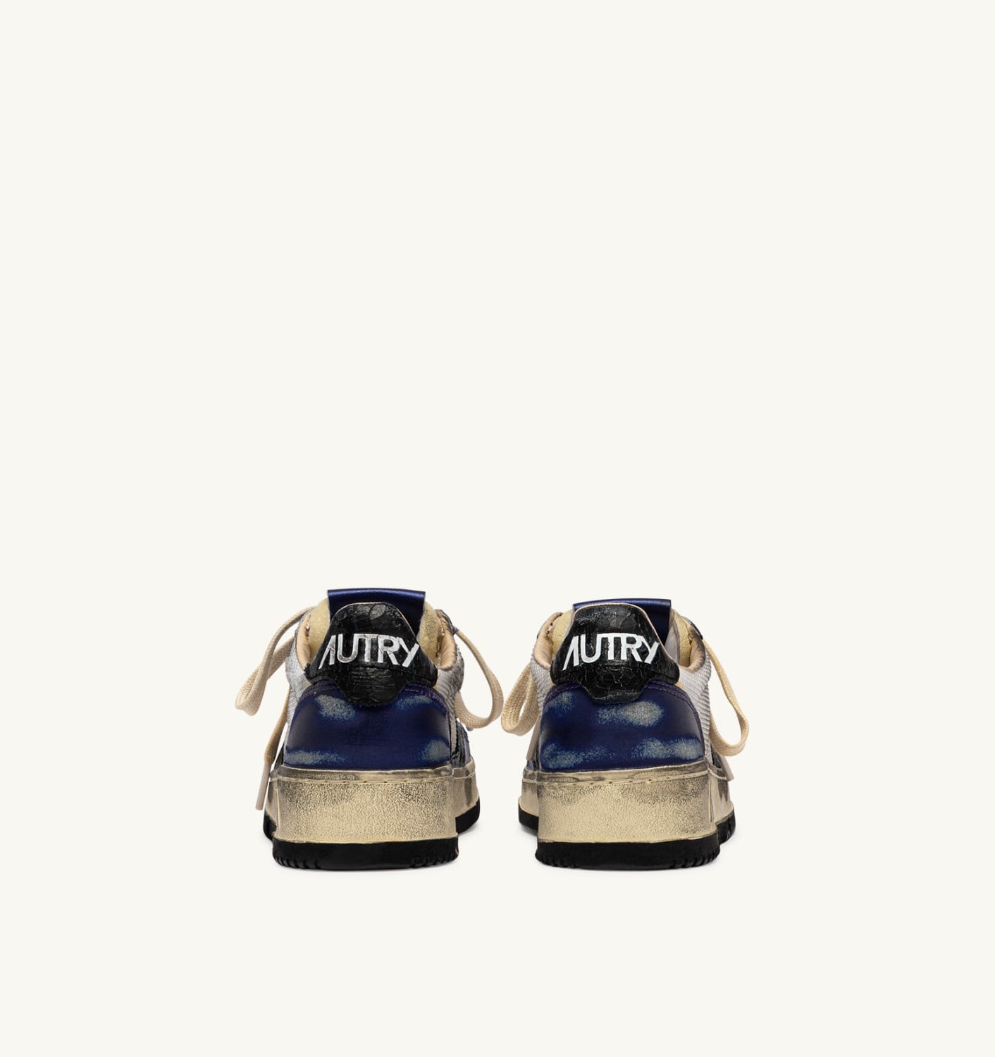 MEDALIST LOW SUPER VINTAGE SNEAKERS IN WHITE AND TANZANITE LEATHER AND DRAGON MESH
