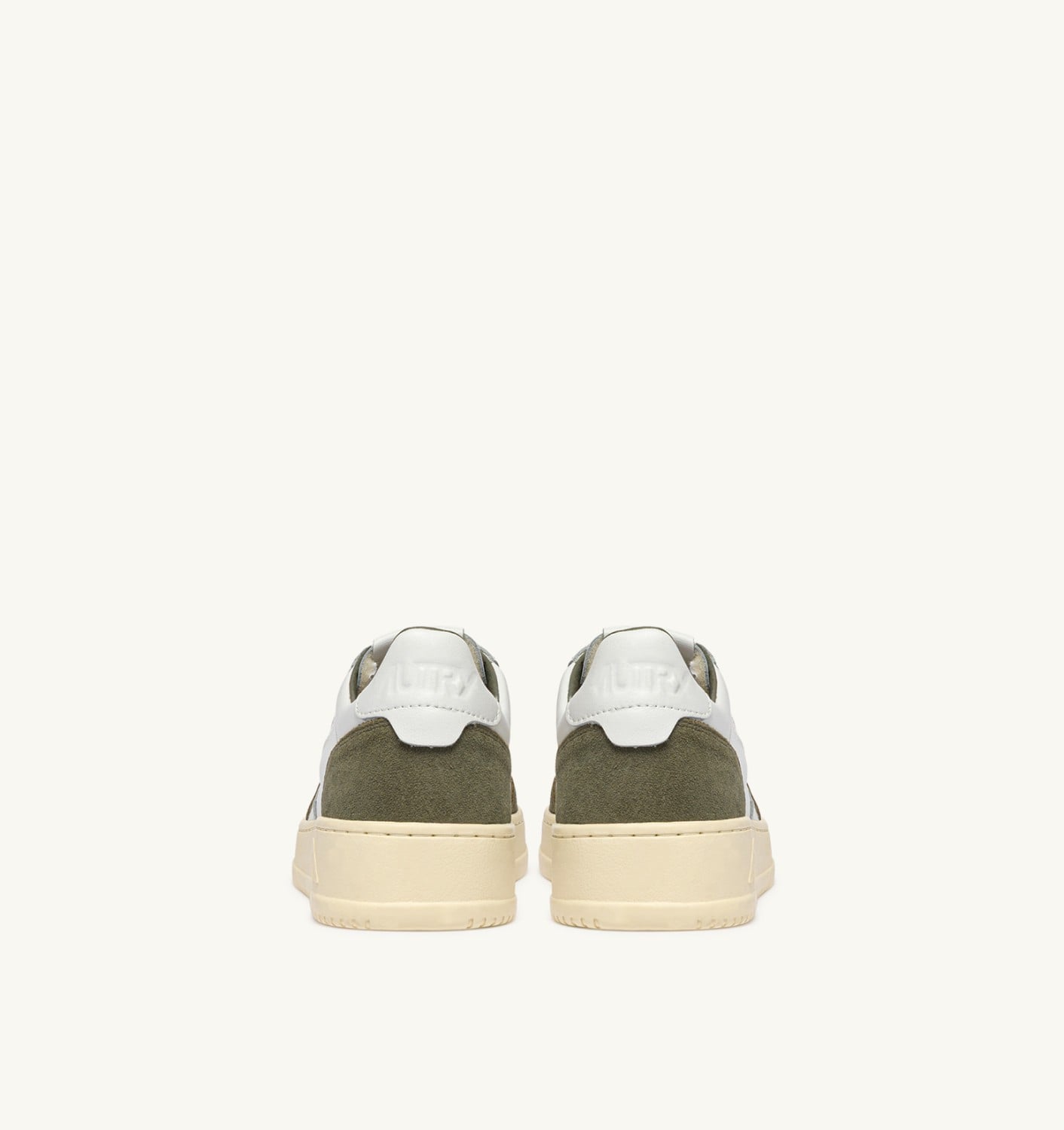 MEDALIST LOW SNEAKERS IN WHITE LEATHER AND SMOKED GREEN SUEDE