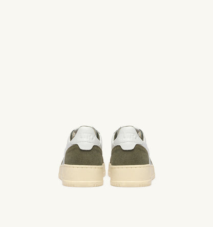 MEDALIST LOW SNEAKERS IN WHITE LEATHER AND SMOKED GREEN SUEDE