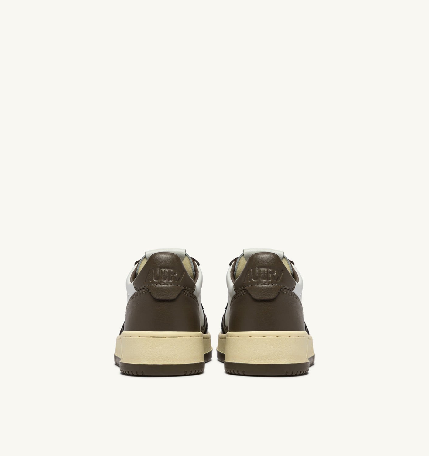 MEDALIST LOW BICOLOR SNEAKERS IN WHITE AND CHOCOLATE LEATHER