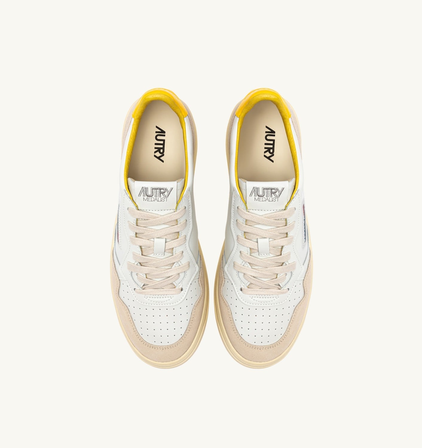 MEDALIST LOW SNEAKERS IN WHITE LEATHER AND SLICKER SUEDE WITH LETTERING