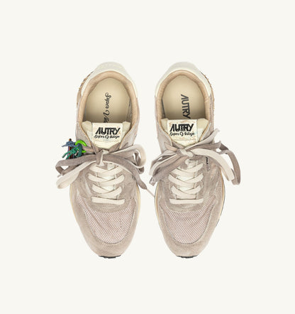 REELWIND SUPER VINTAGE SNEAKERS IN WOODSMOKE AND WHITE SUEDE AND NYLON