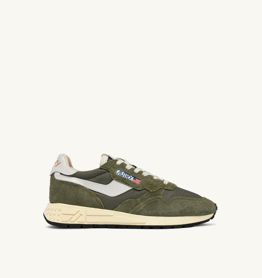 REELWIND LOW SNEAKERS IN WHITE AND SAGE NYLON AND SUEDE