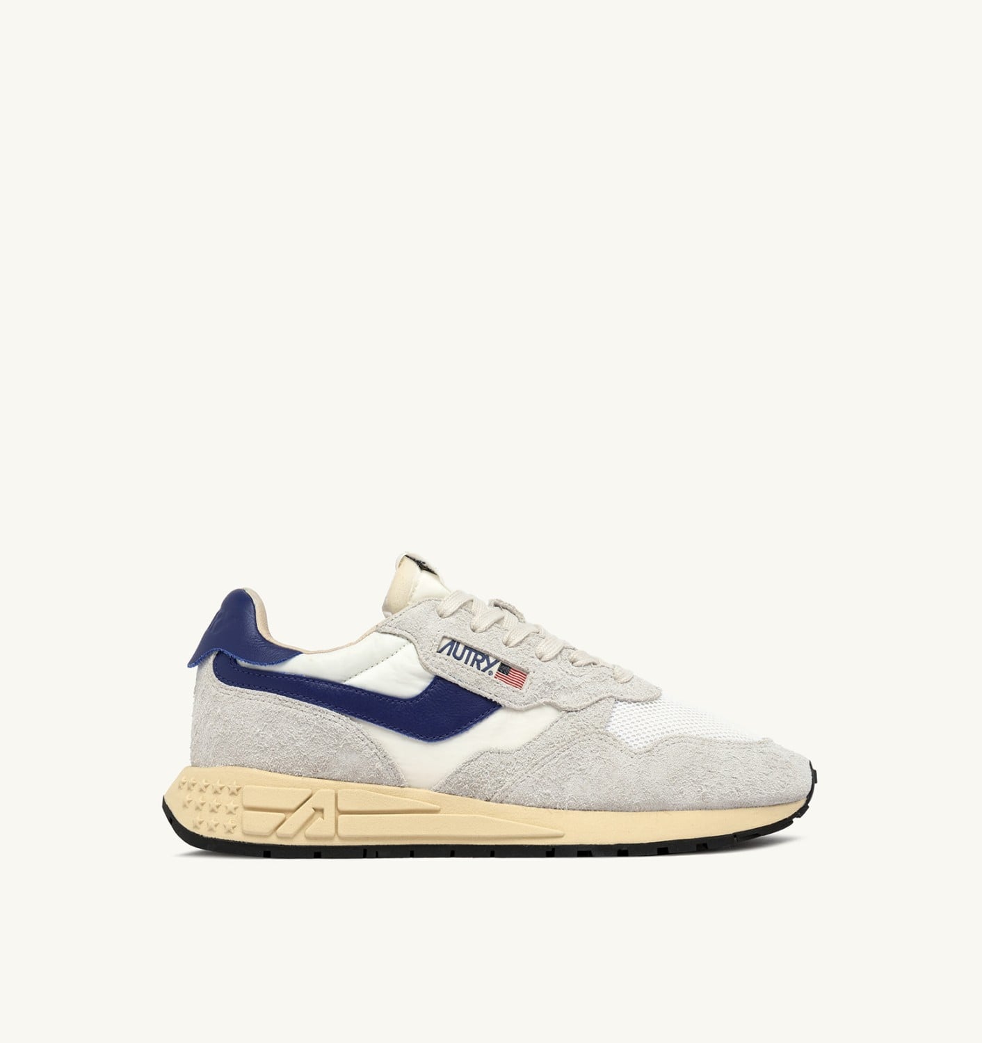 REELWIND LOW SNEAKERS IN WHITE AND LIMOGES NYLON AND SUEDE