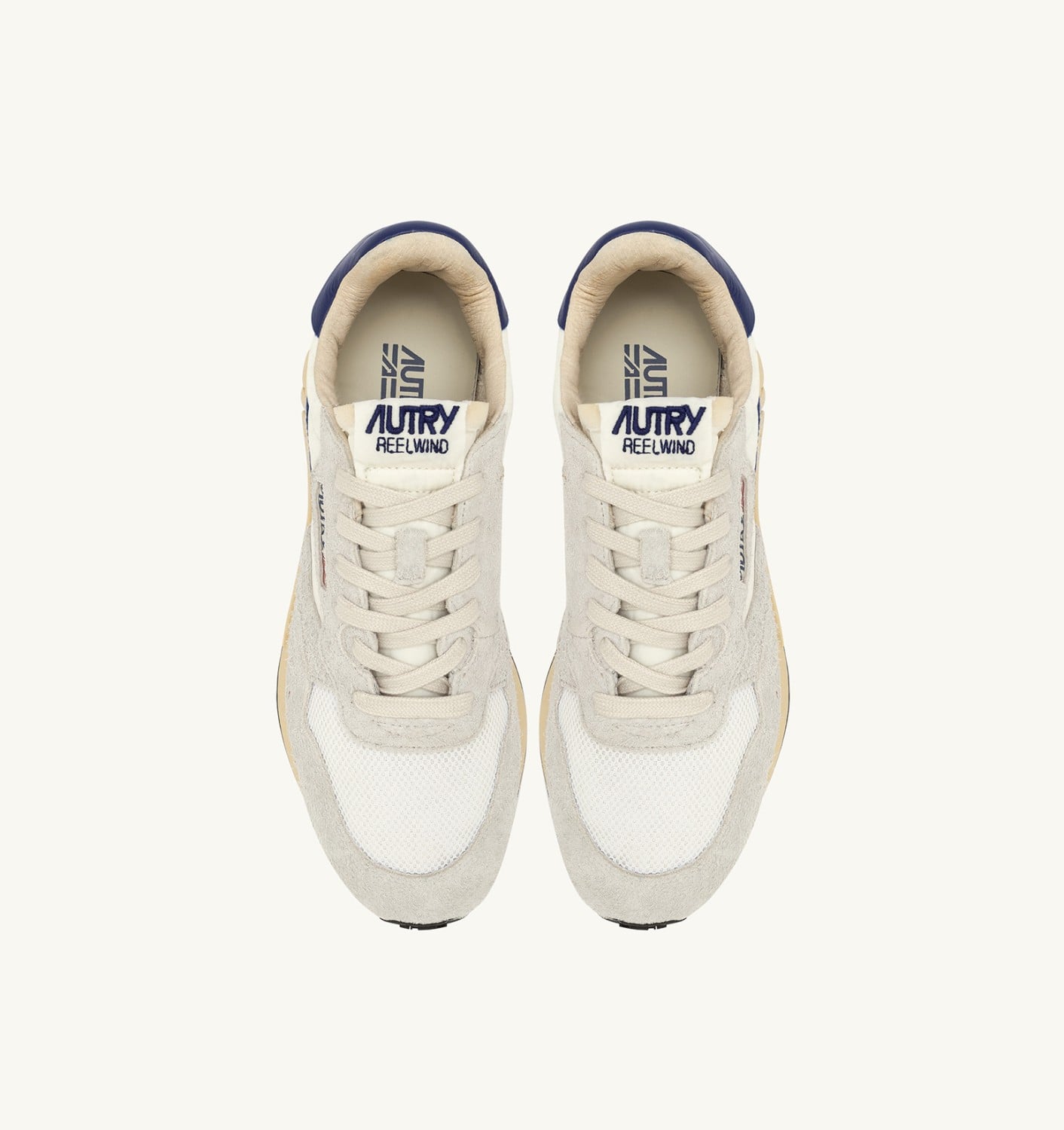 REELWIND LOW SNEAKERS IN WHITE AND LIMOGES NYLON AND SUEDE