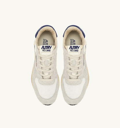 REELWIND LOW SNEAKERS IN WHITE AND LIMOGES NYLON AND SUEDE