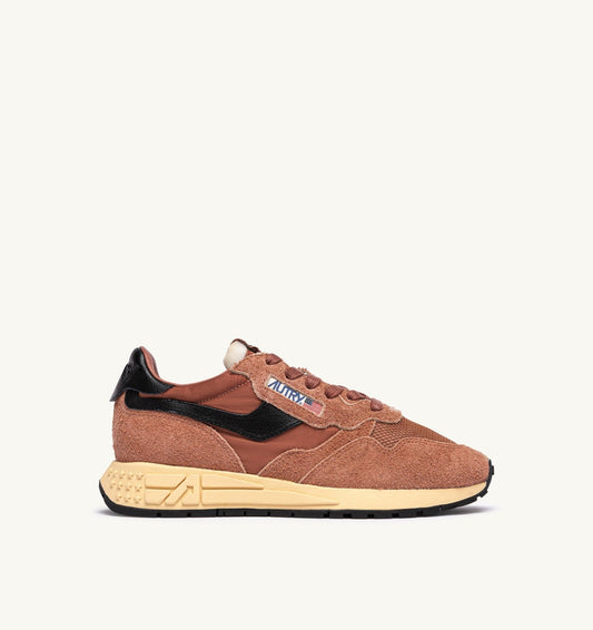 REELWIND LOW SNEAKERS IN MOCHA AND BLACK NYLON AND SUEDE
