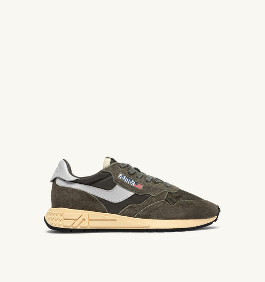 REELWIND LOW SNEAKERS IN OLIVE NIGHT AND HARBOR MIST NYLON AND SUEDE