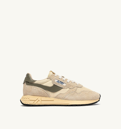 REELWIND LOW SNEAKERS IN ECRU AND COVERT GREEN NYLON AND SUEDE