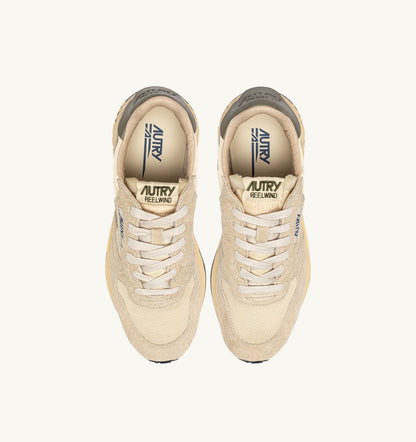 REELWIND LOW SNEAKERS IN ECRU AND COVERT GREEN NYLON AND SUEDE