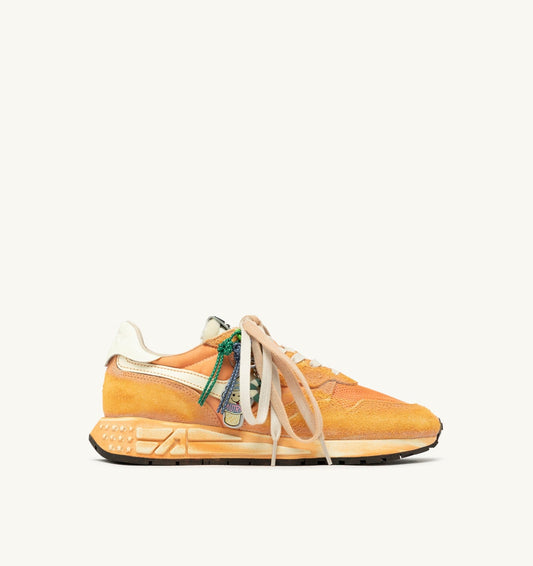 REELWIND SUPER VINTAGE SNEAKERS IN WHITE AND ORANGE SUEDE AND NYLON