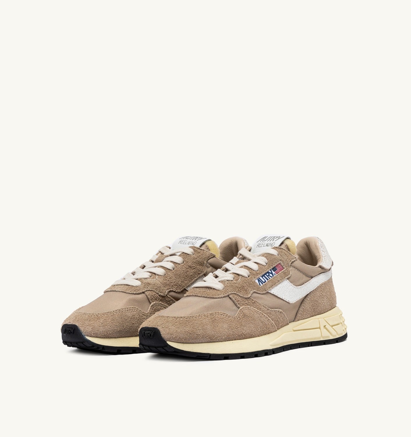 REELWIND LOW SNEAKERS IN PEPPER AND WHITE NYLON AND SUEDE