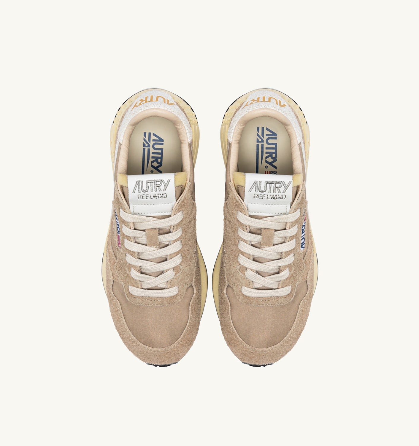 REELWIND LOW SNEAKERS IN PEPPER AND WHITE NYLON AND SUEDE