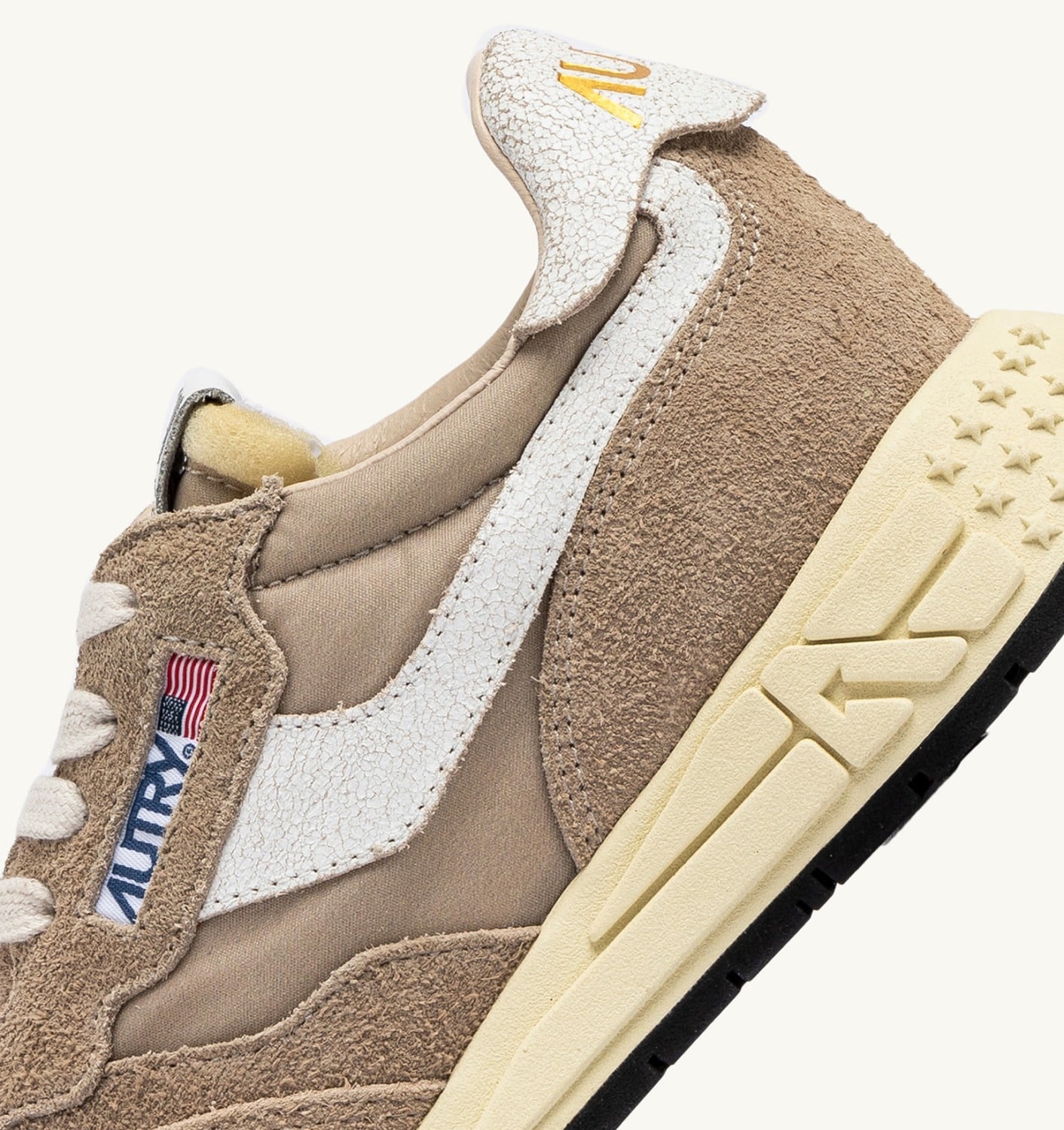 REELWIND LOW SNEAKERS IN PEPPER AND WHITE NYLON AND SUEDE