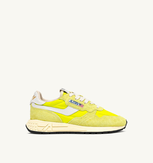REELWIND LOW SNEAKERS IN WHITE AND EVENING PRIMROSE NYLON AND SUEDE