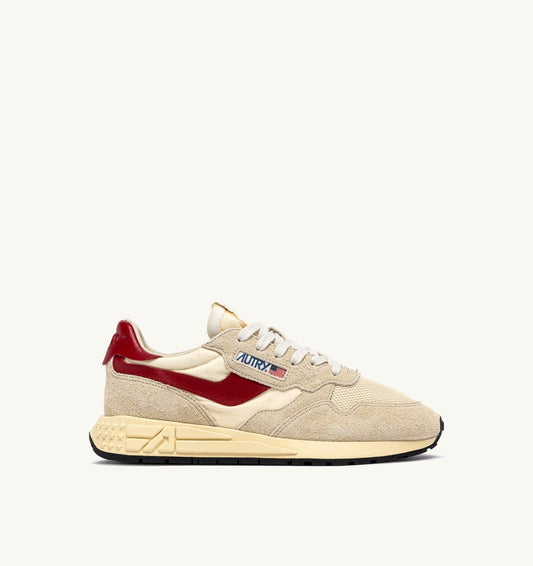 REELWIND LOW SNEAKERS IN ECRU AND RED NYLON AND SUEDE