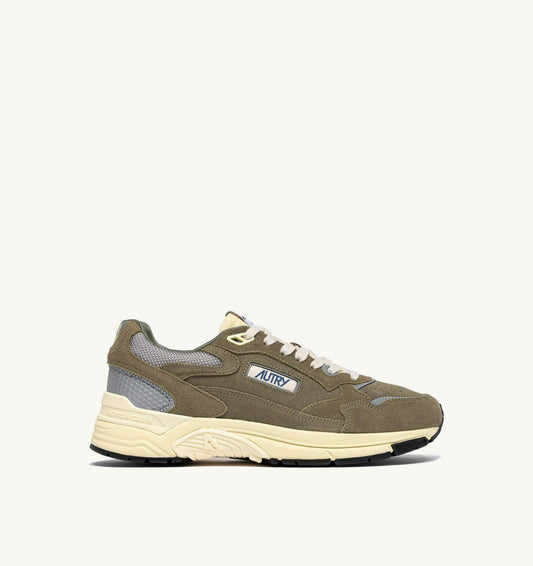 HYPERWAY SNEAKERS IN THYME AND SILVER MESH AND SUEDE